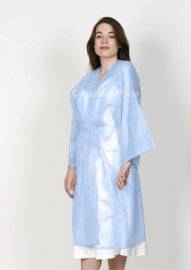 Einweg-Kimono für Friseur- oder Kosmetiksalons mit rundem Ausschnitt - 100 Stück - Farbe: Hellblau